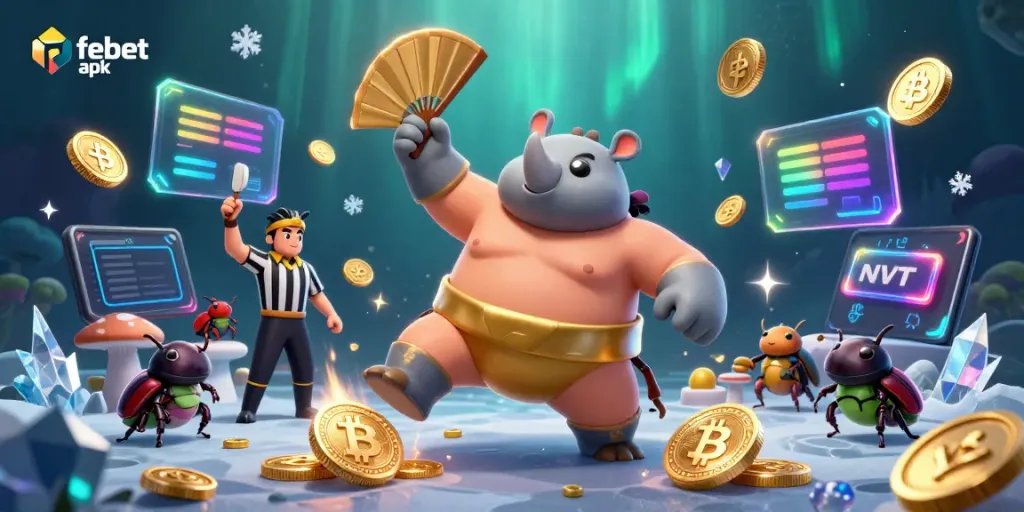 Engage with the thrilling action of febet apk in a vibrant sumo battle scene with dynamic gambling elements.