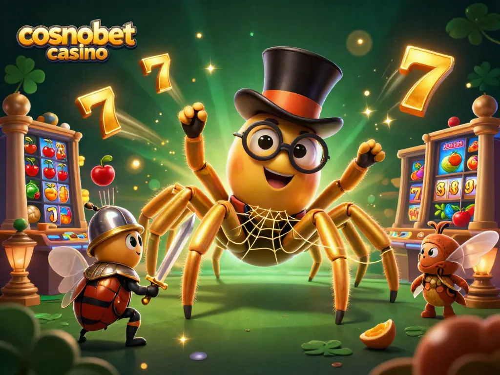 Experience the thrill of cosmobet casino with vibrant slots and dynamic characters in a festive 3D scene.