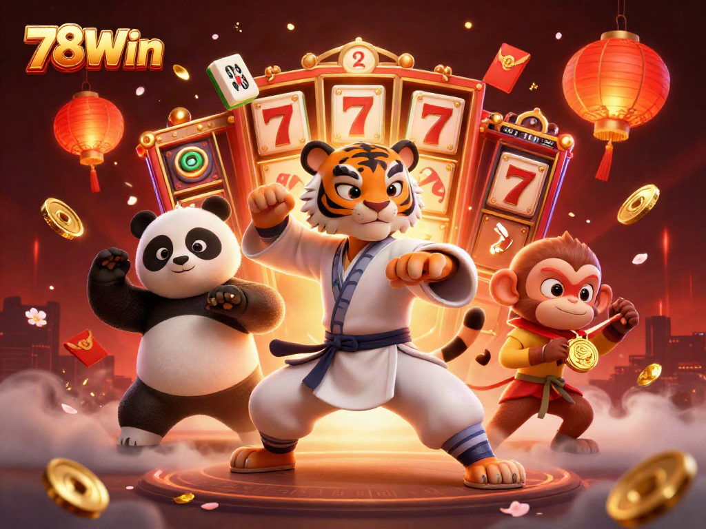 Experience the excitement of 78Win's lively gaming scene with colorful casino elements!