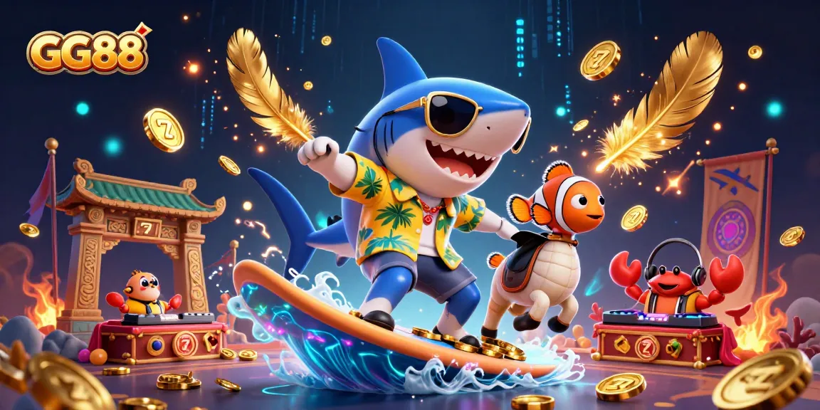 GG88 offers thrilling gaming experiences with a vibrant, dynamic 3D casino illustration.