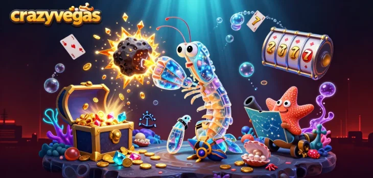 Join the excitement at crazyvegas as high-stakes mantis shrimp take center stage in a thrilling casino adventure.