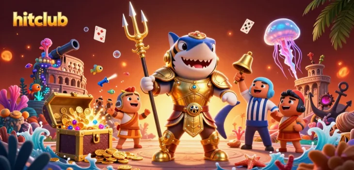 Hitclub showcases a thrilling underwater casino battle scene with vibrant marine visuals.